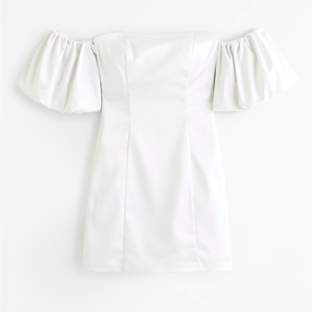 Abercrombie- off the shoulder white puff sleeve mini dress size petite M NWT